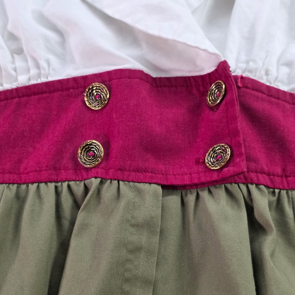 Vintage Midi Dress Colorblock Pockets Retro Womens cottage core Disney Hand Sewn - Picture 3 of 11